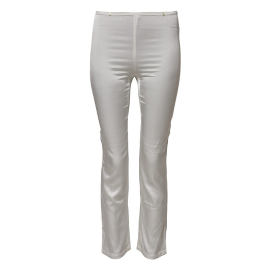 Dolce & Gabbana Ivory Silk Tapered High Waist Pants