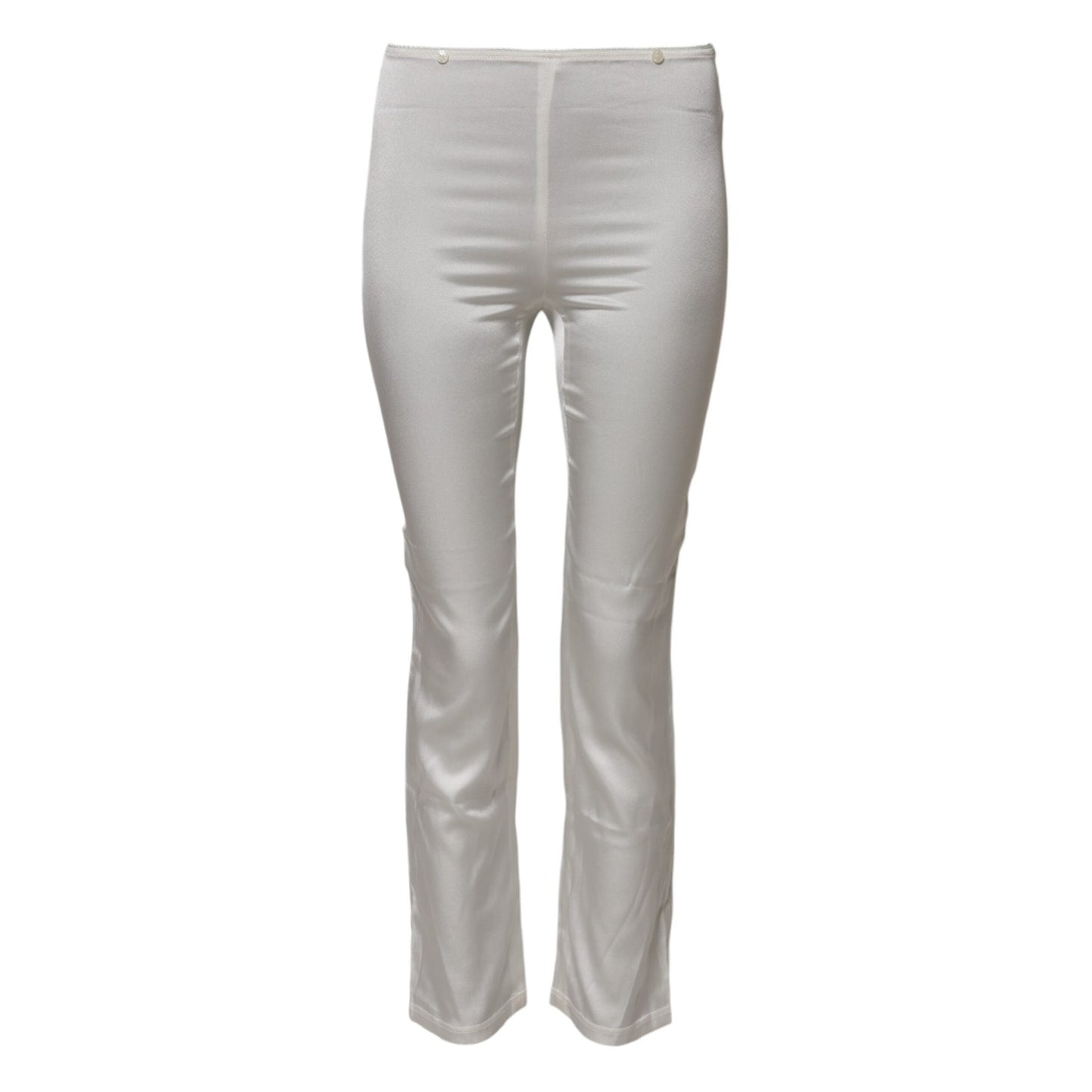 Dolce & Gabbana Ivory Silk Tapered High Waist Pants