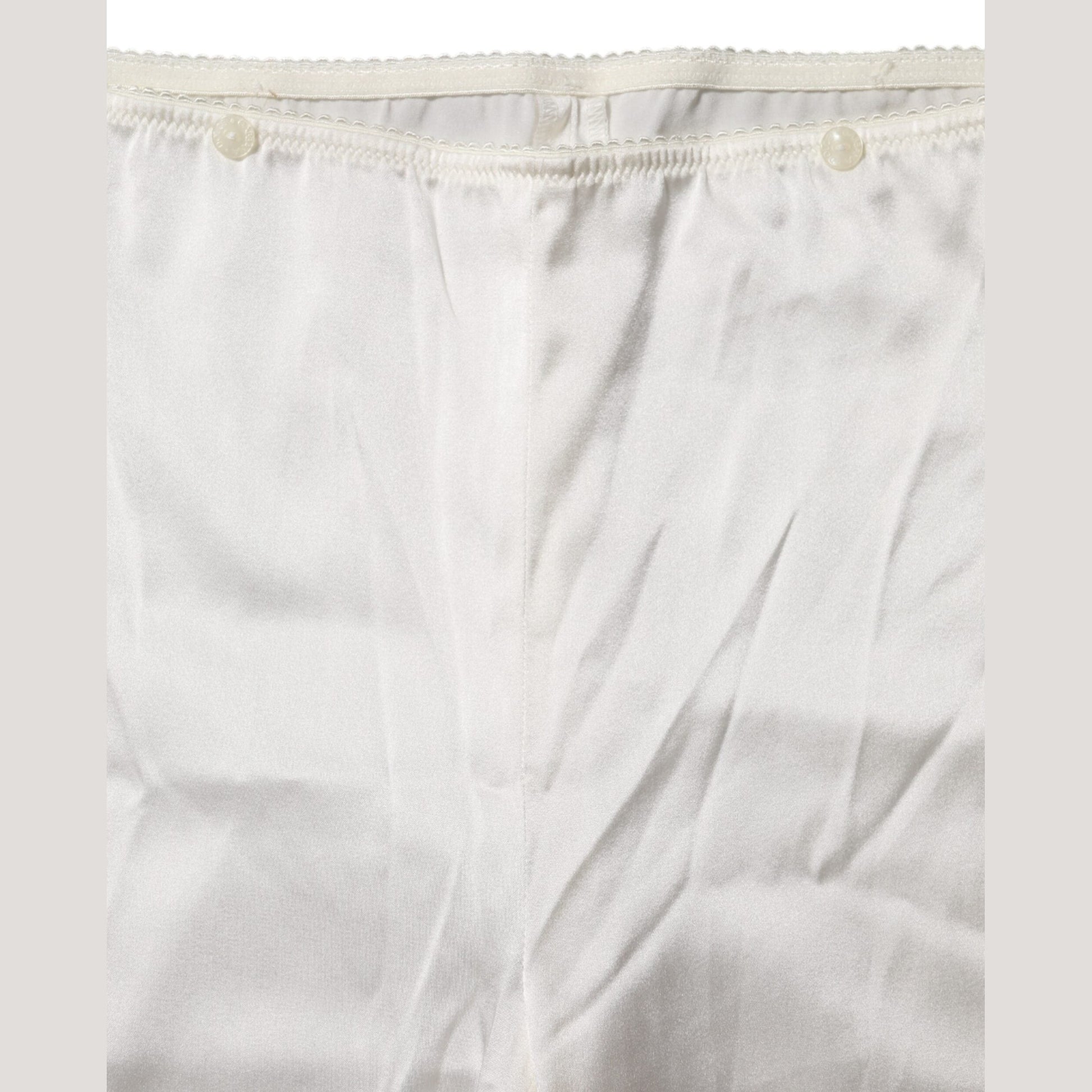 Dolce & Gabbana Ivory Silk Tapered High Waist Pants