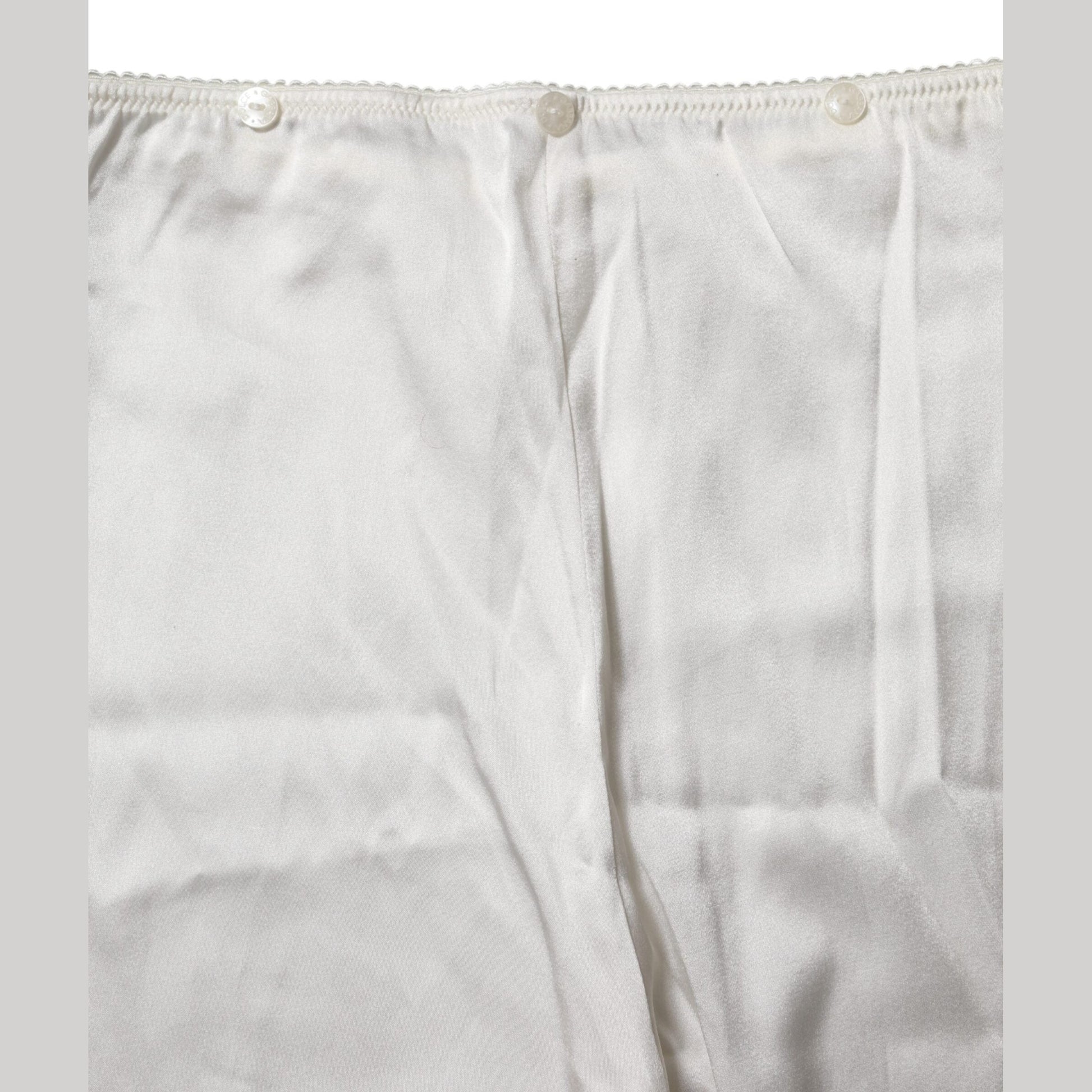 Dolce & Gabbana Ivory Silk Tapered High Waist Pants