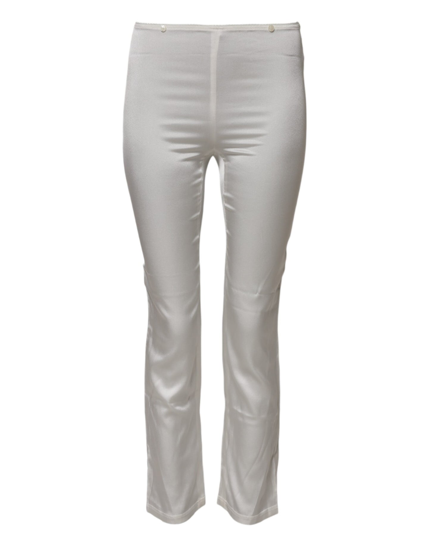 Dolce & Gabbana Ivory Silk Tapered High Waist Pants Dolce & Gabbana