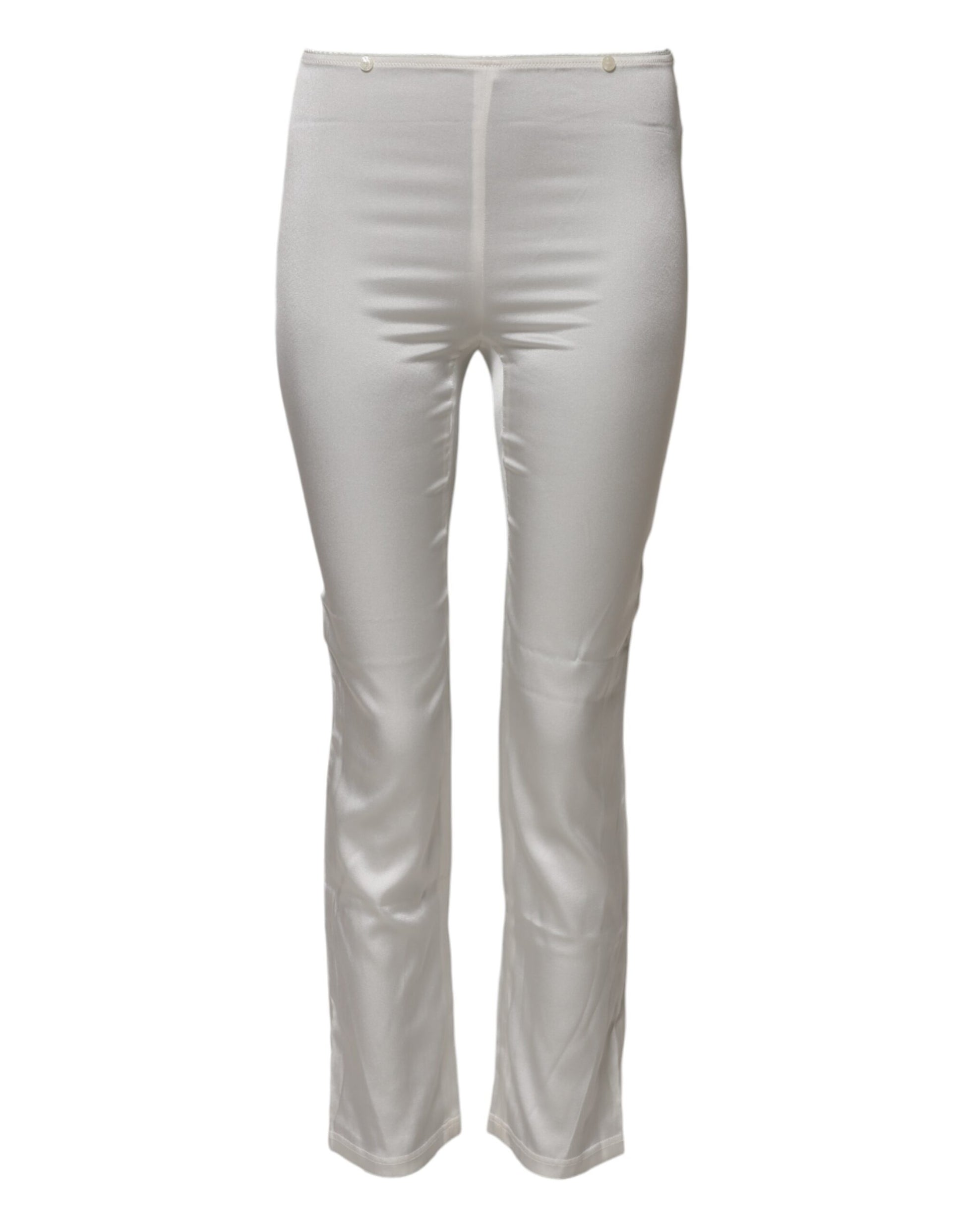 Dolce & Gabbana Ivory Silk Tapered High Waist Pants Dolce & Gabbana