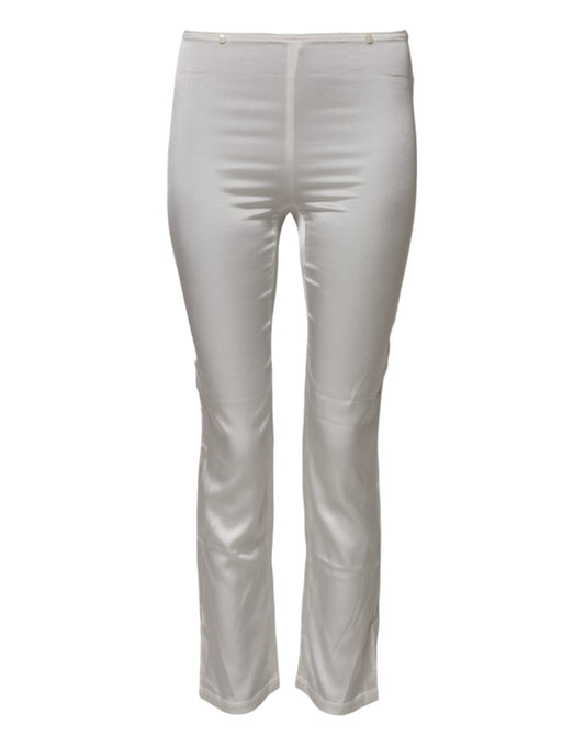 Dolce & Gabbana Ivory Silk Tapered High Waist Pants Dolce & Gabbana