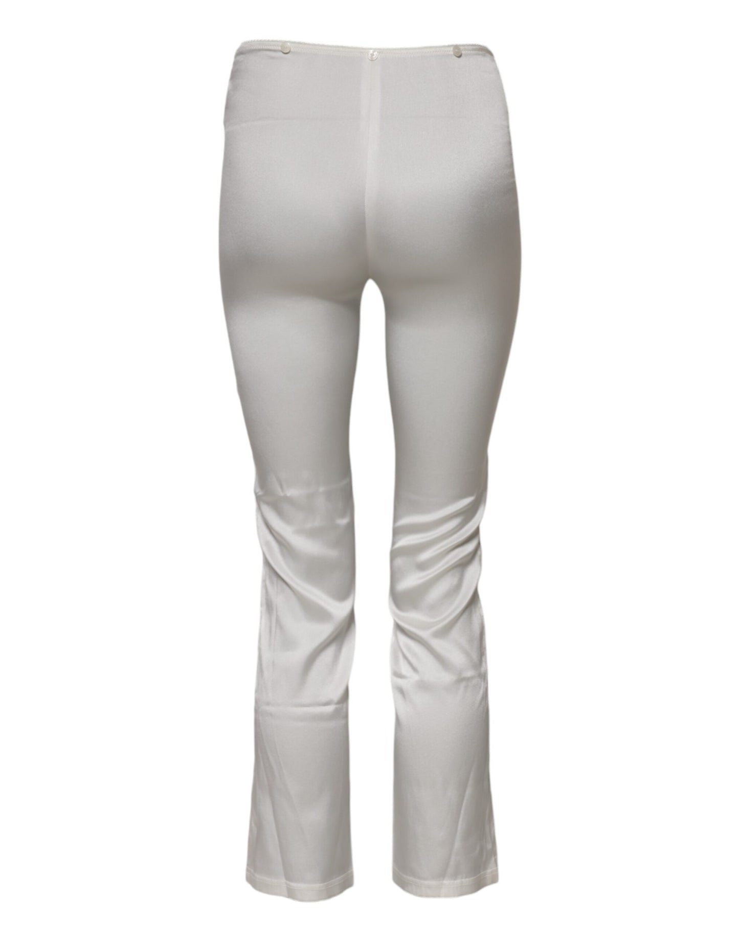 Dolce & Gabbana Ivory Silk Tapered High Waist Pants Dolce & Gabbana