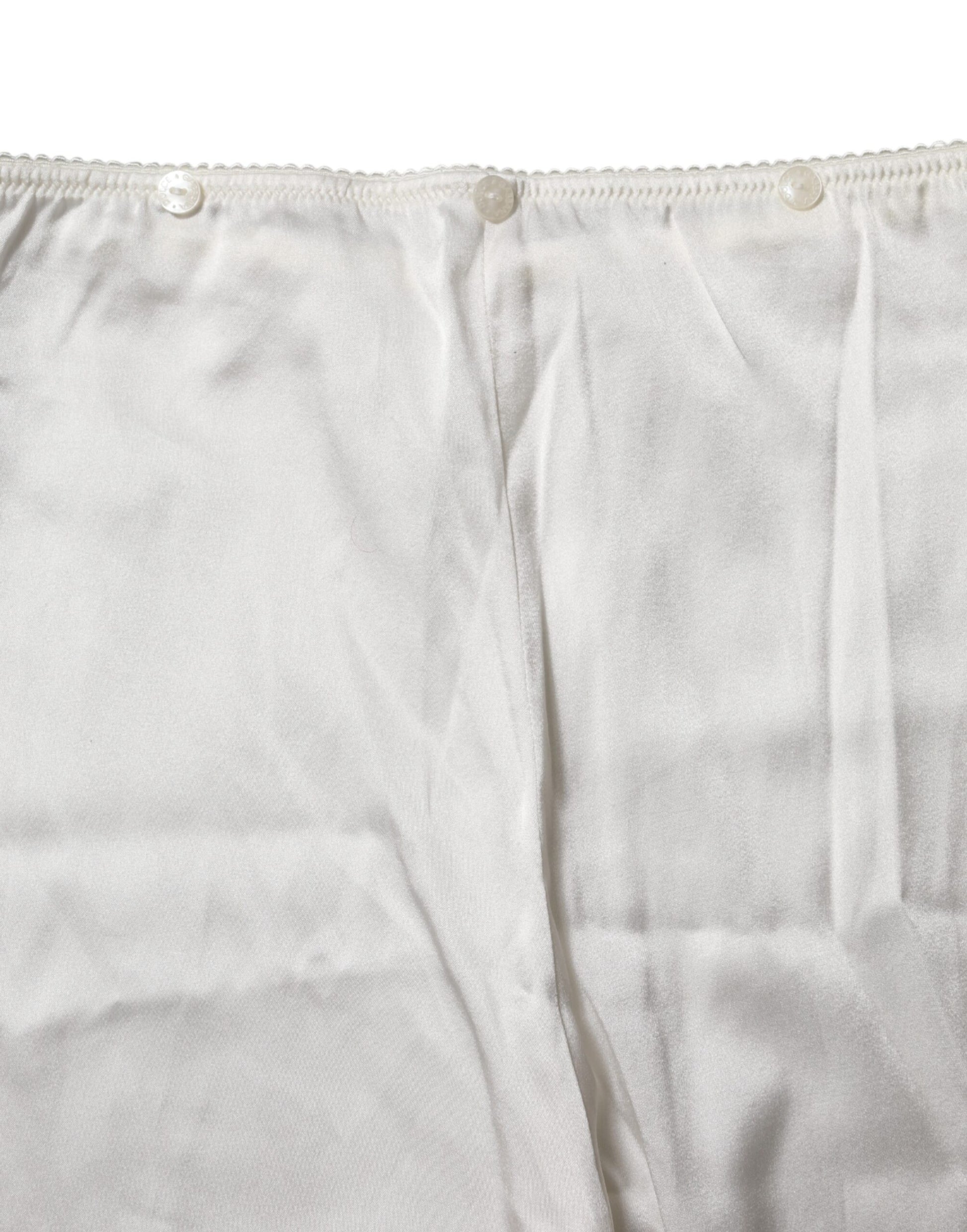 Dolce & Gabbana Ivory Silk Tapered High Waist Pants Dolce & Gabbana