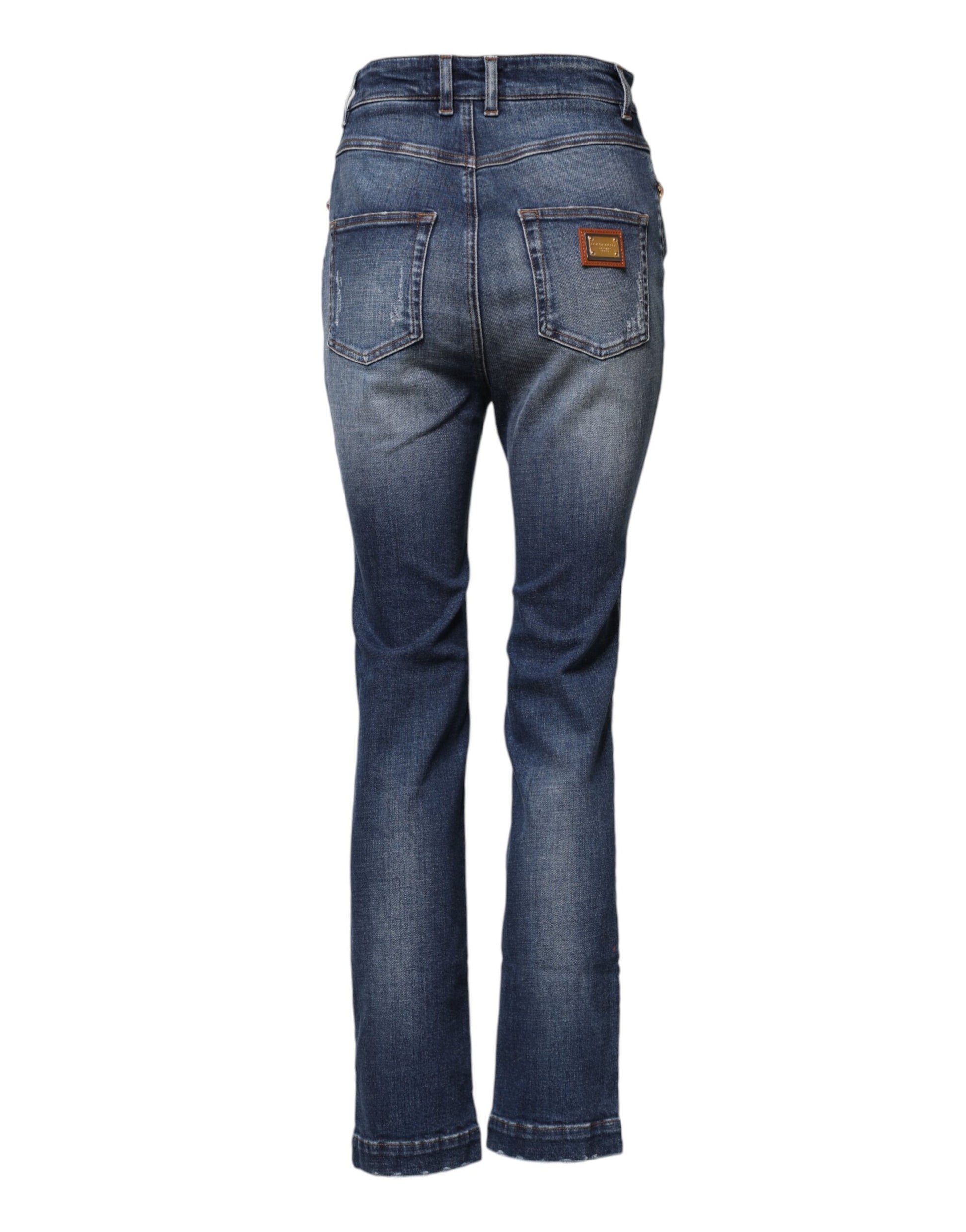 Dolce & Gabbana Blue Rhinestone Embellished Denim Jeans Dolce & Gabbana
