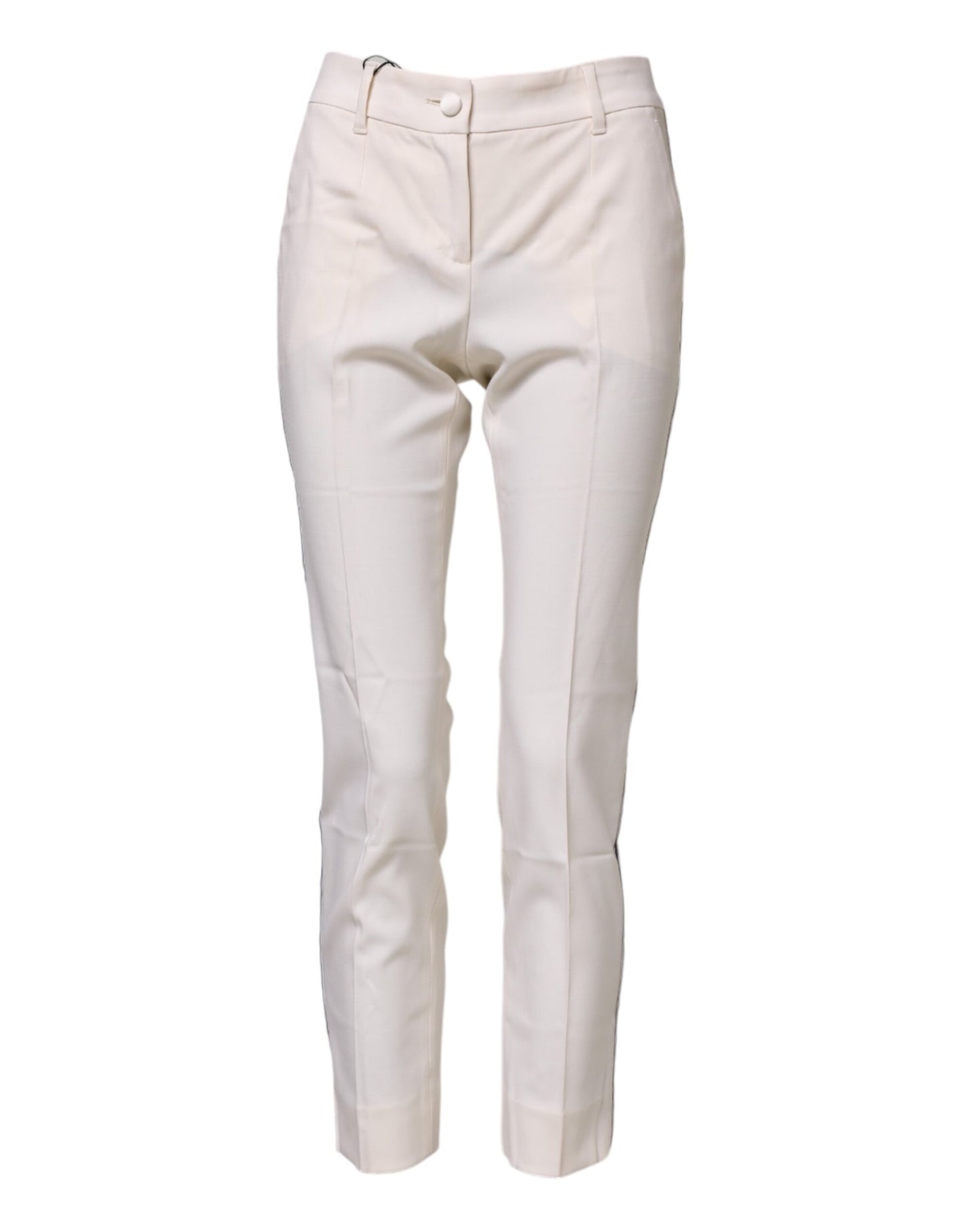 Dolce & Gabbana White Wool Tapered High Waist Pants Dolce & Gabbana