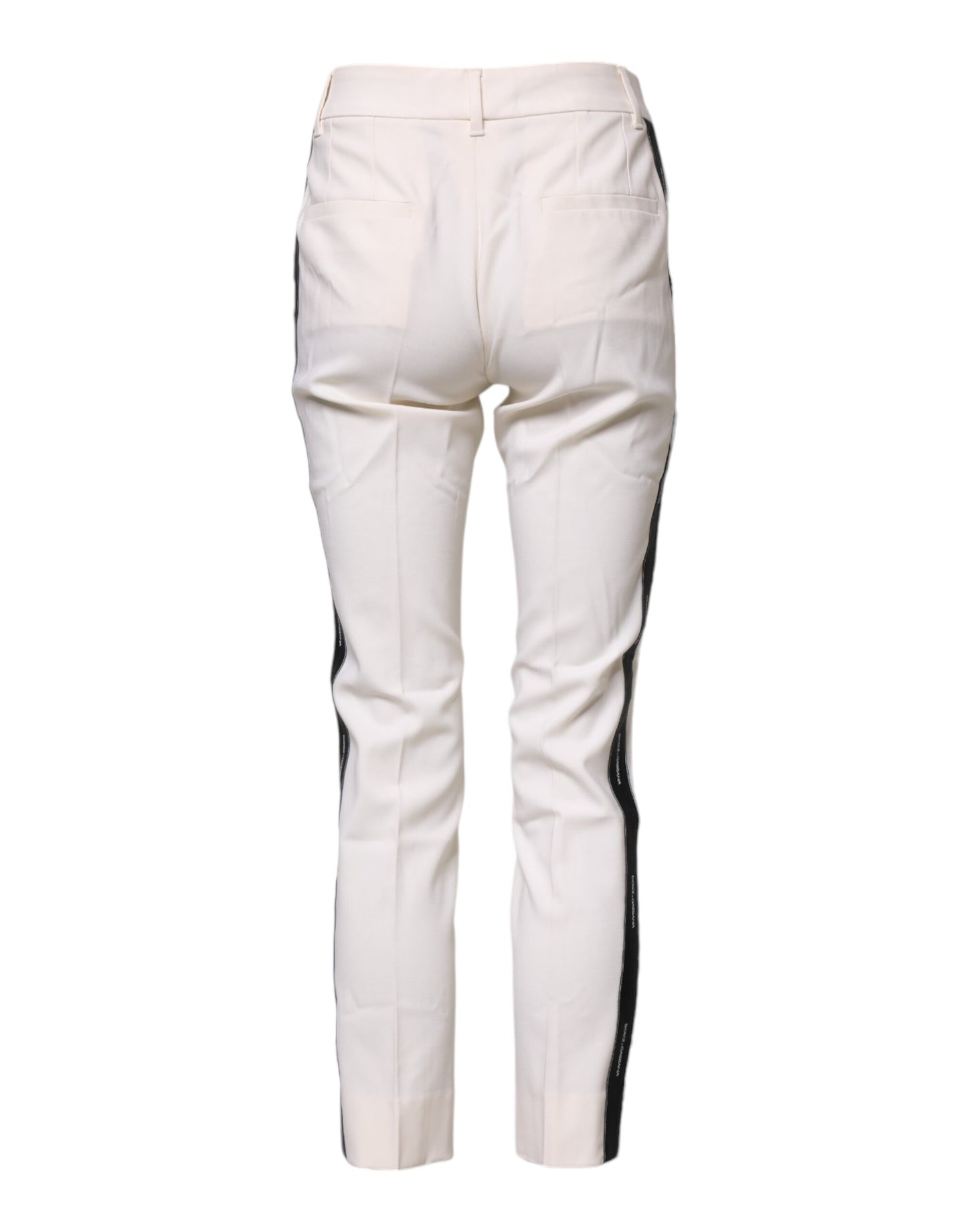 Dolce & Gabbana White Wool Tapered High Waist Pants Dolce & Gabbana