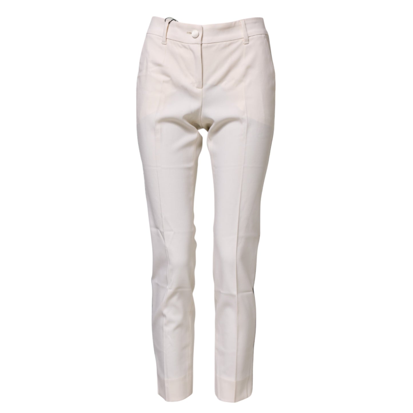 Dolce & Gabbana White Wool Tapered High Waist Pants Dolce & Gabbana