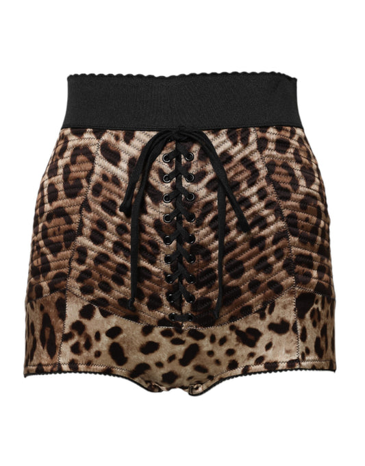 Dolce & Gabbana Brown Leopard High Waist Hot Pants Shorts Dolce & Gabbana