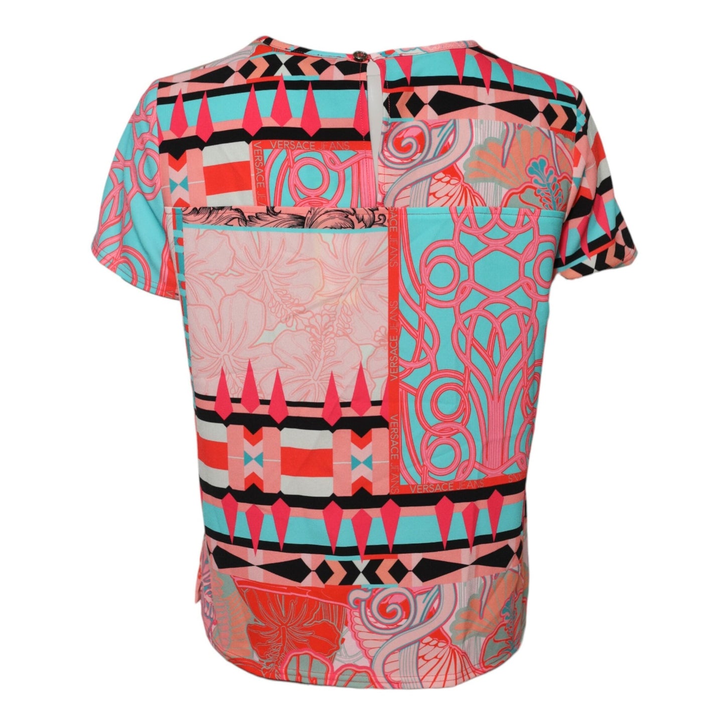 Versace Jeans Multicolor Print Short Sleeves Women Blouse Top Versace Jeans