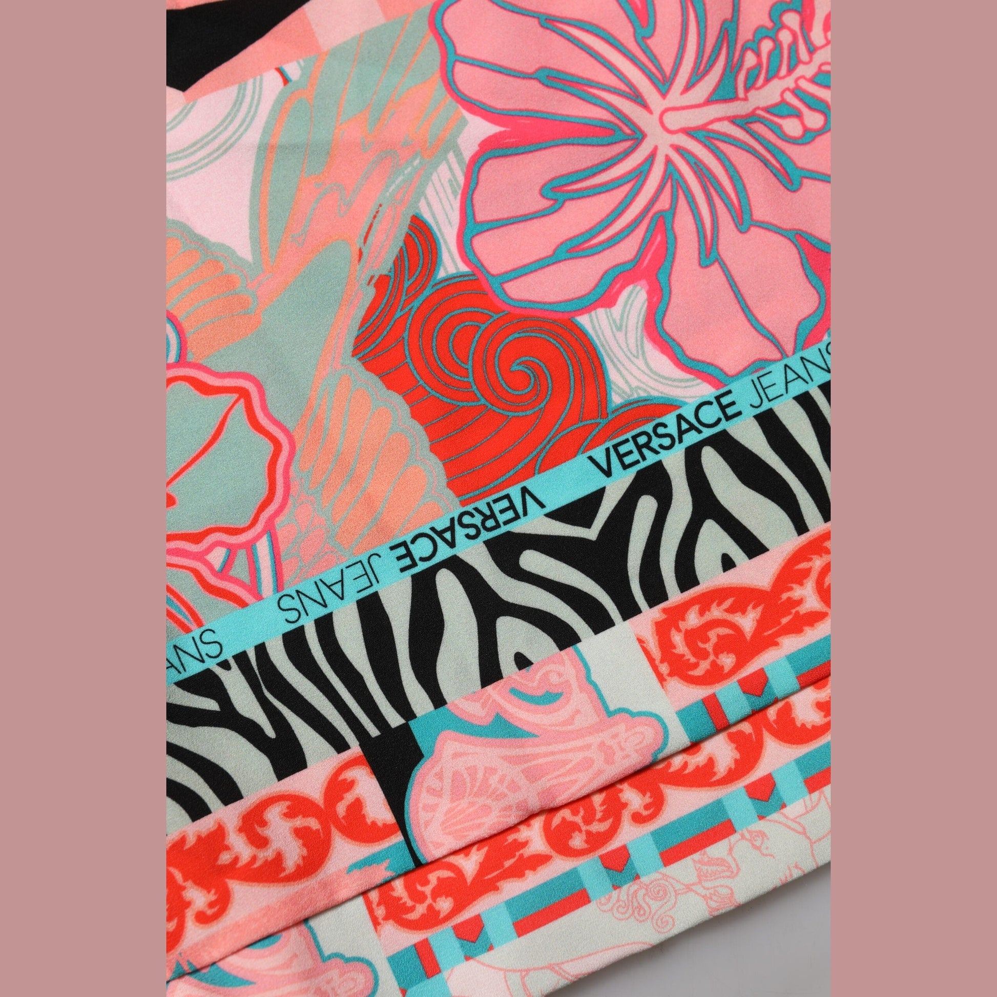 Versace Jeans Multicolor Print Short Sleeves Women Blouse Top Versace Jeans