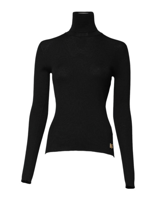 Dolce & Gabbana Black Cashmere Turtleneck Knitted Blouse Top Dolce & Gabbana