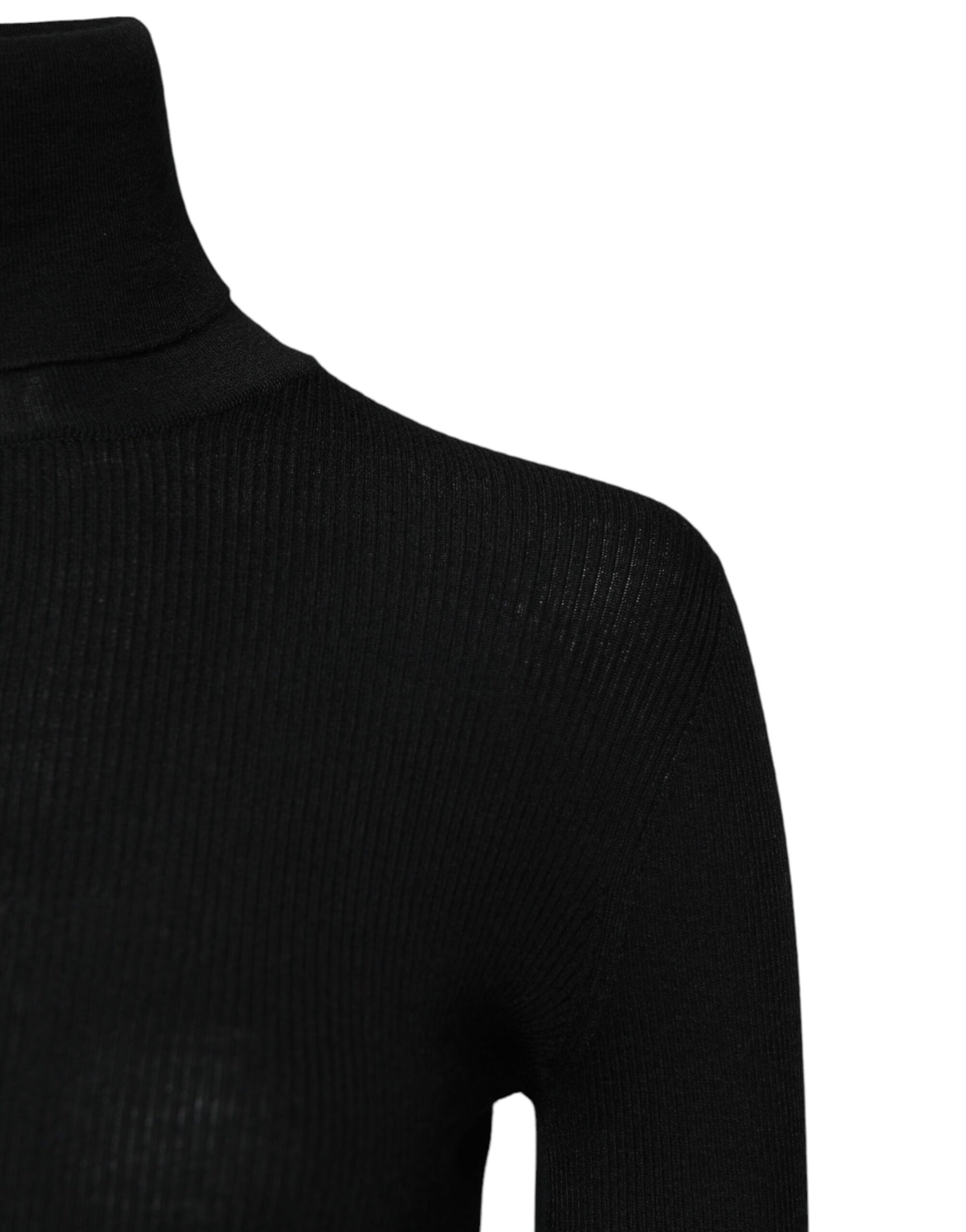 Dolce & Gabbana Black Cashmere Turtleneck Knitted Blouse Top Dolce & Gabbana