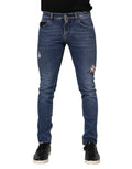 Dolce & Gabbana Blue Washed Skinny Cotton Tattered Denim Jeans - Eljoys Fashion 