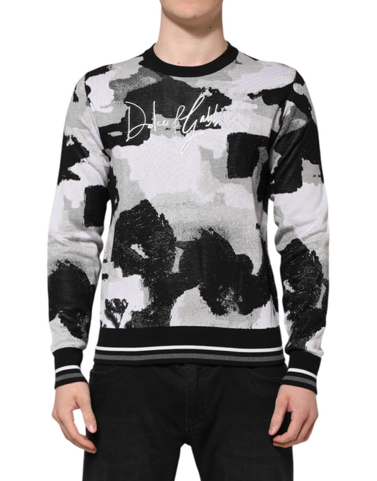 Dolce & Gabbana Multicolor Silk Camouflage Pullover Sweater Dolce & Gabbana