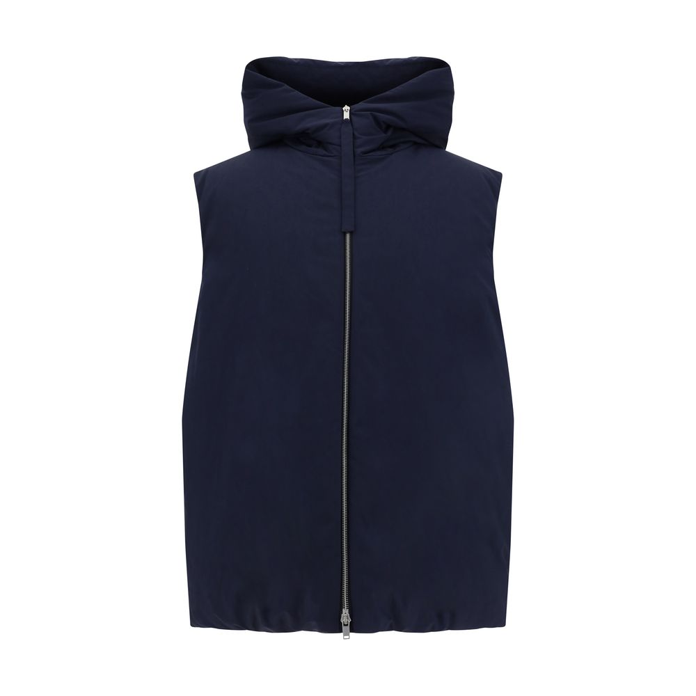 Jil Sander Blue Polyester Sleveless Jacket Jil Sander