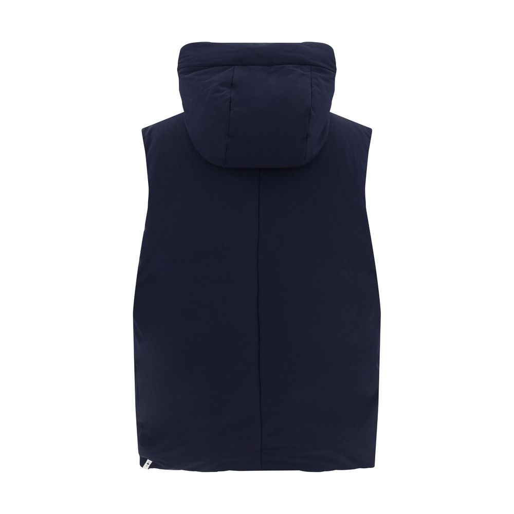 Jil Sander Blue Polyester Sleveless Jacket Jil Sander
