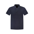 Hugo Boss Blu Cotone Uomo Polo shirt in navy blue, featuring a classic collar and short sleeves, made from cotton fabric.