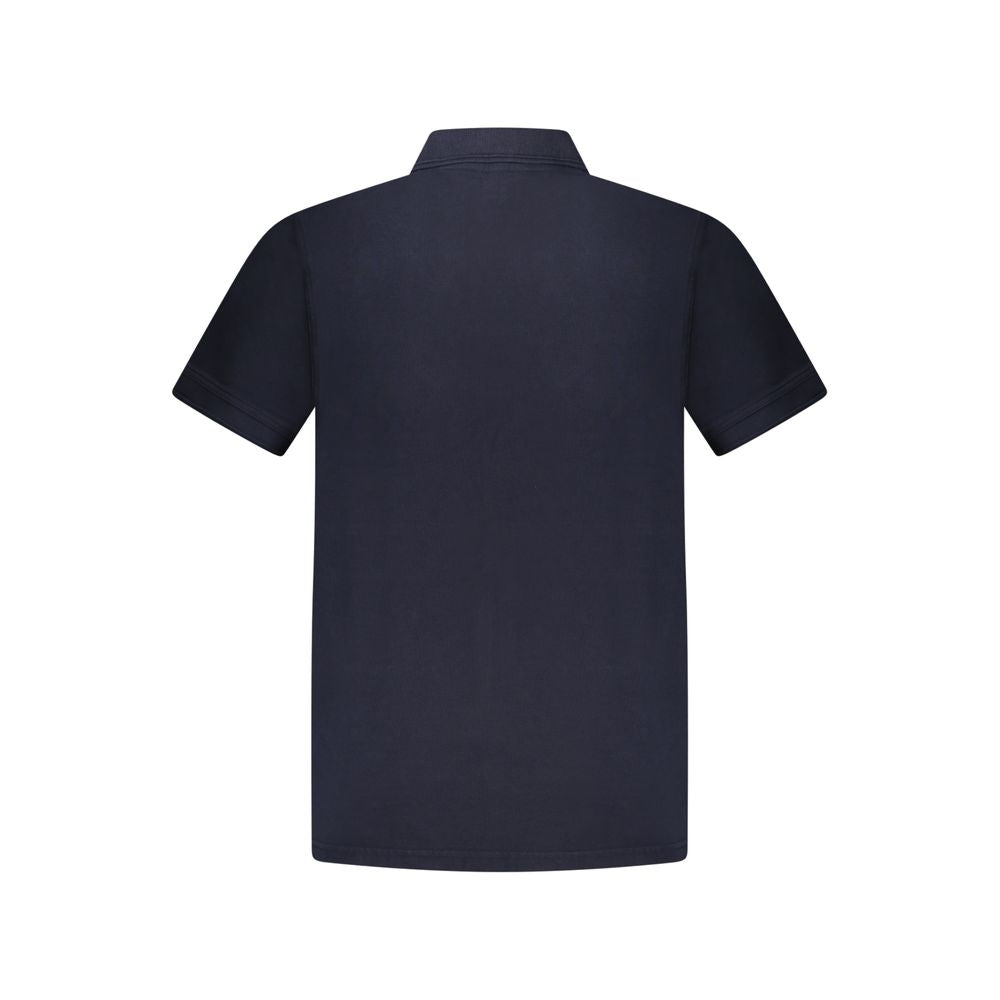 Hugo Boss Blu Cotone Uomo Polo shirt in blue with classic collar and short sleeves, displayed on a plain background.