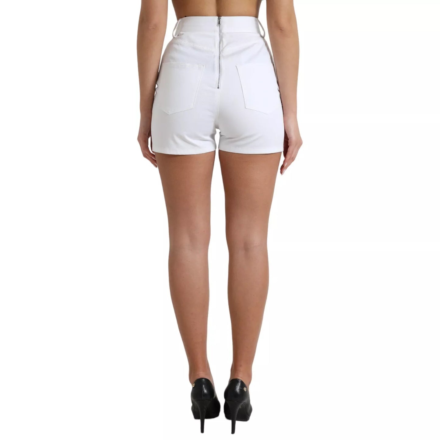 Dolce & Gabbana White Front Lace High Waist Hot Pants Shorts Dolce & Gabbana