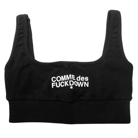 Comme Des Fuckdown Black Cotton Women Crop Top