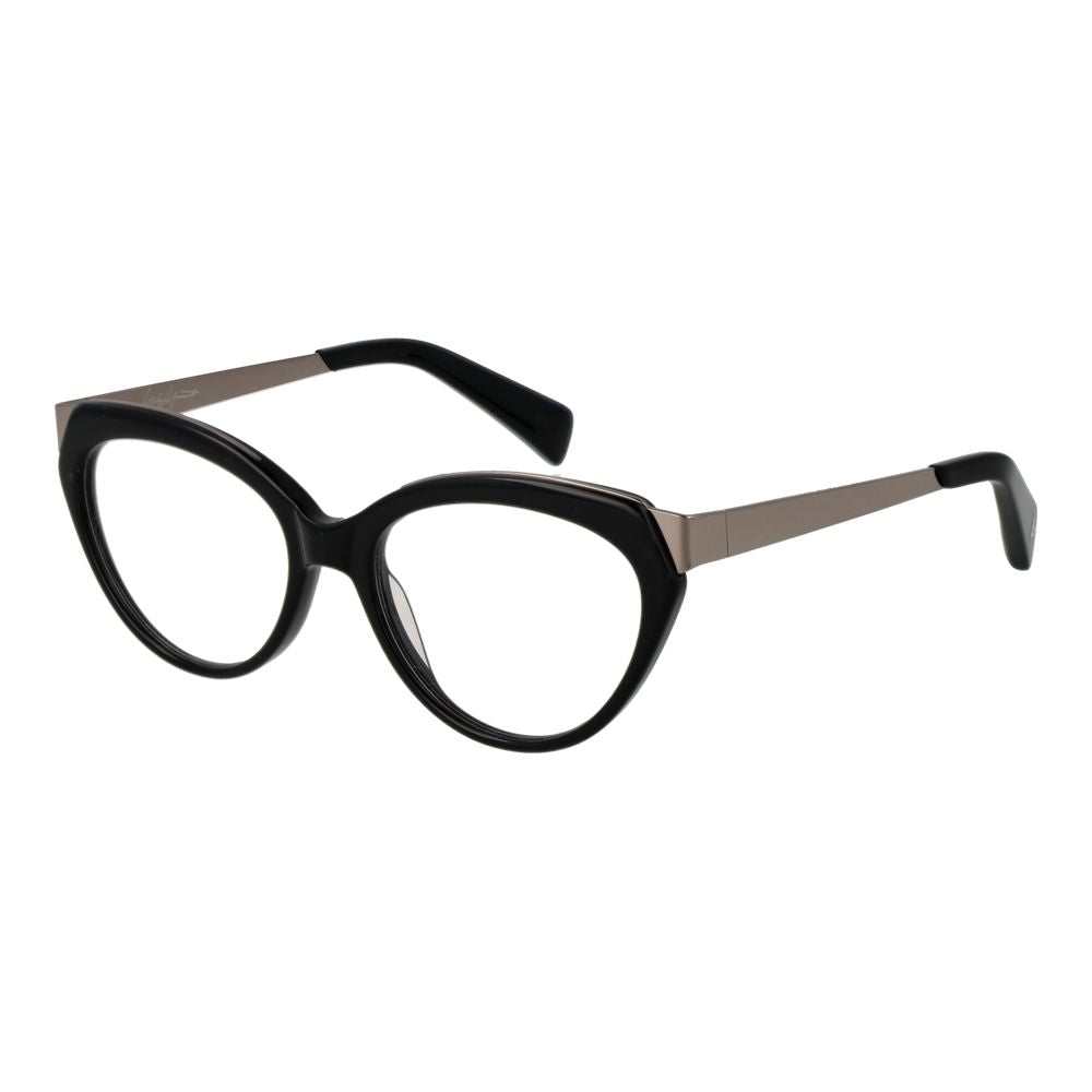 Yohji Yamamoto black acetate glasses frames with sleek, modern design and clear lenses, stylish for everyday wear.