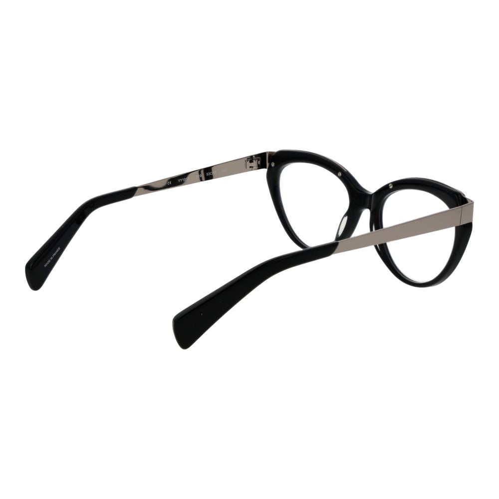 Yohji Yamamoto black acetate glasses frames with sleek design and rounded lenses, stylish eyewear for modern fashion.