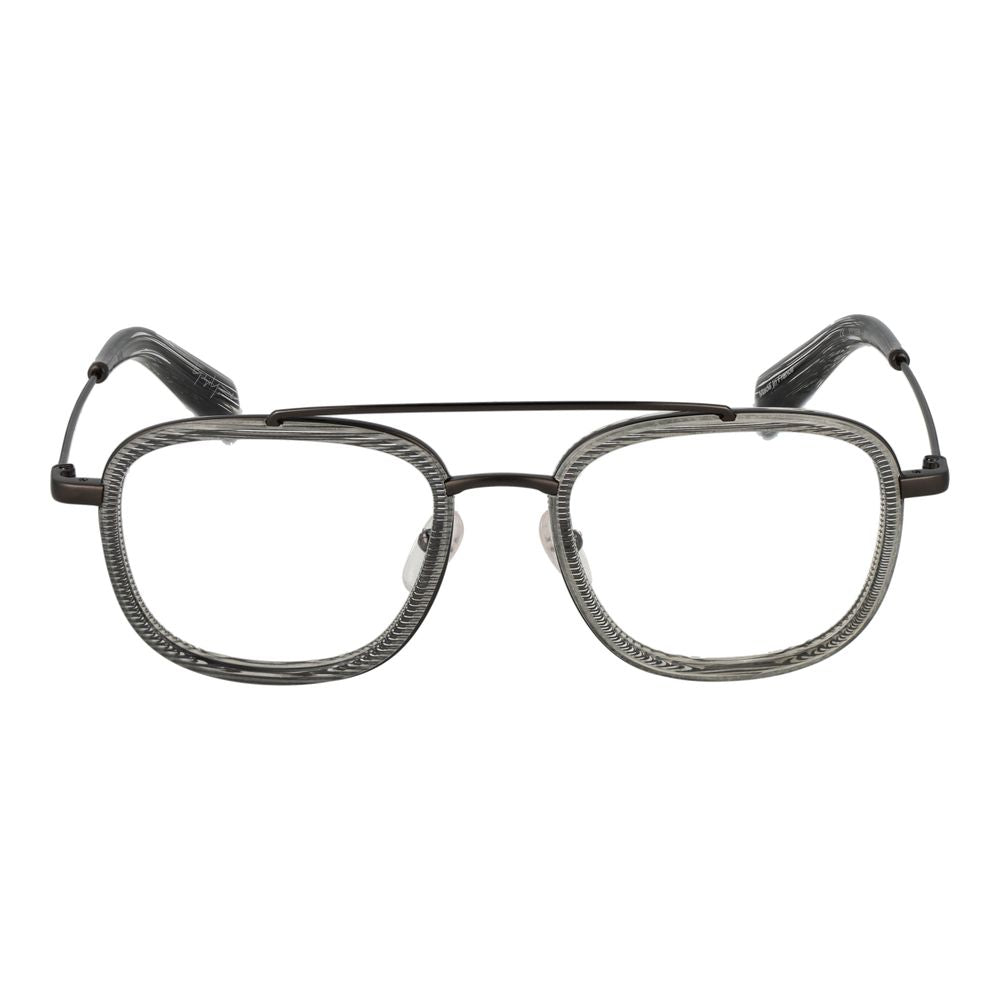 Yohji Yamamoto gray plastic glasses frames with sleek, modern design and clear lenses for stylish eyewear.