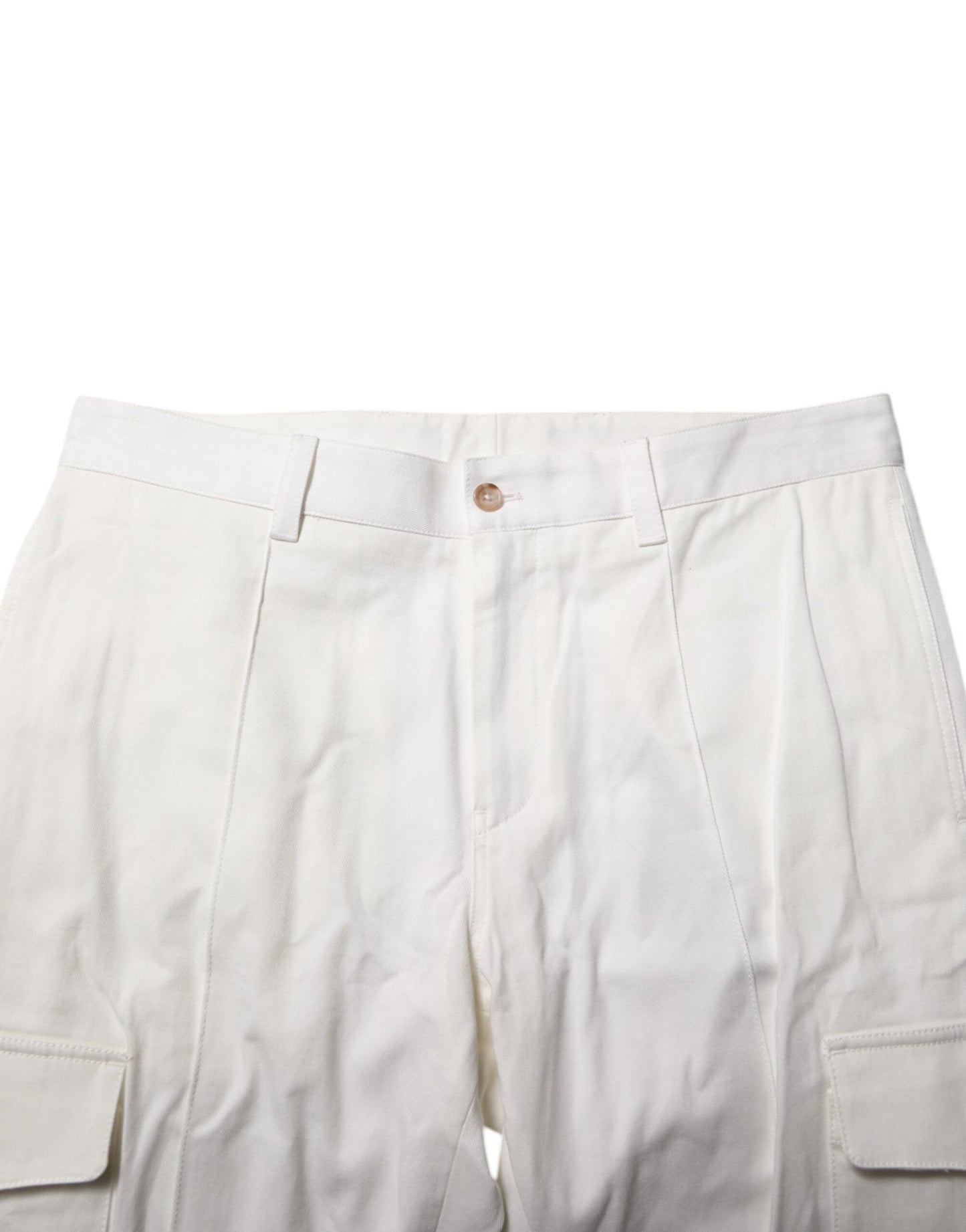 Dolce & Gabbana White Cotton Jogger Cargo Skinny Men Pants Dolce & Gabbana