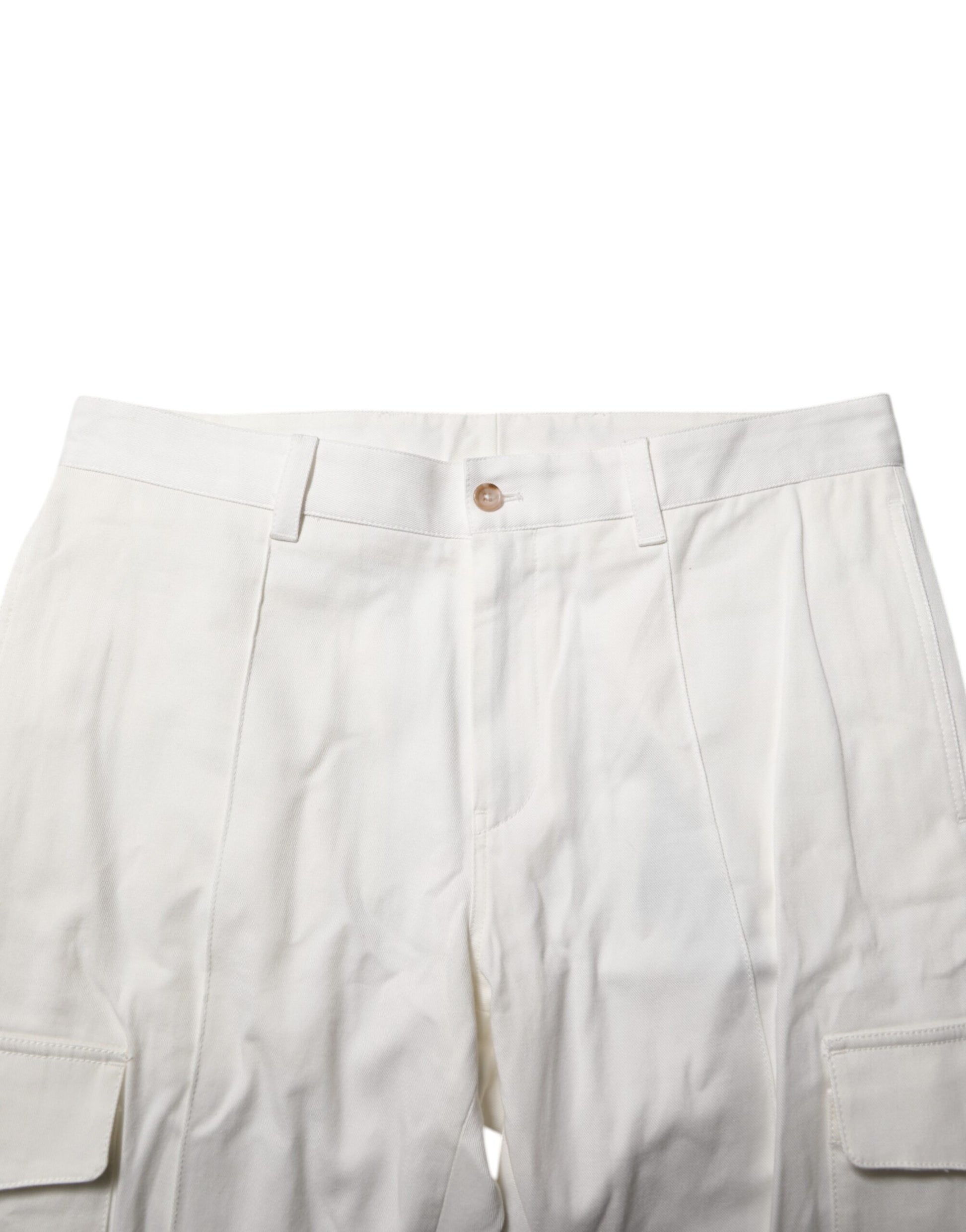 Dolce & Gabbana White Cotton Jogger Cargo Skinny Men Pants Dolce & Gabbana