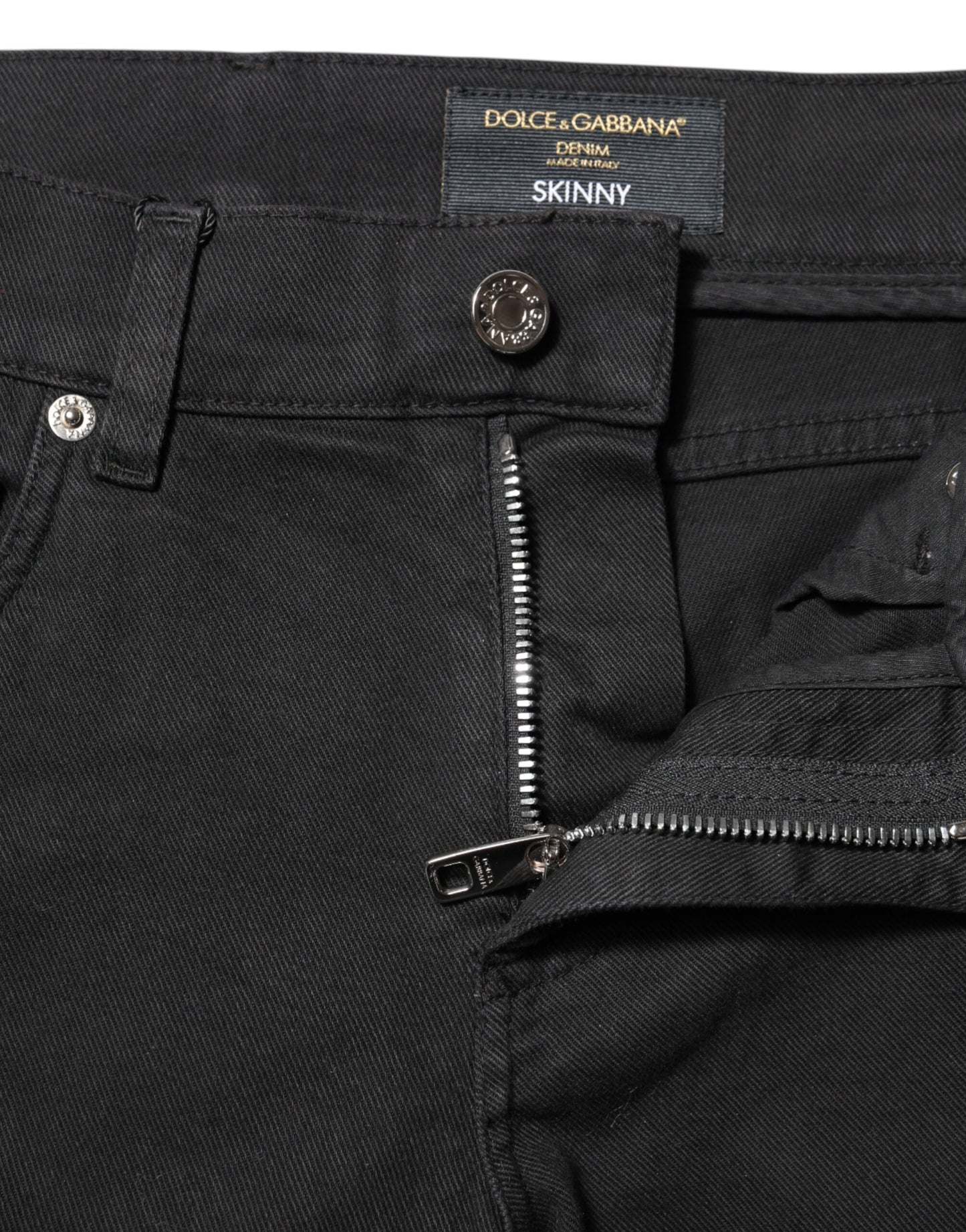 Dolce & Gabbana Black Tattered White Lining Skinny Denim Jeans Dolce & Gabbana