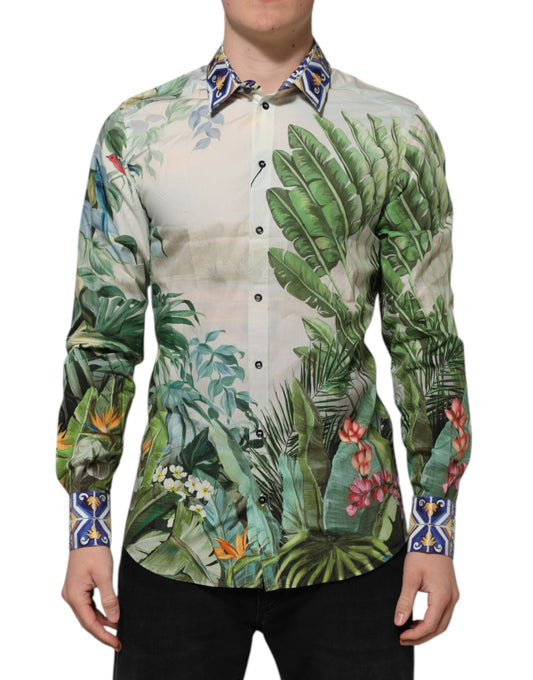 Dolce & Gabbana Multicolor Jungle Print GOLD Formal Shirt Dolce & Gabbana