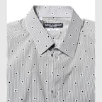 Dolce & Gabbana Gray Dotted Semi Fitted GOLD Men Formal Shirt