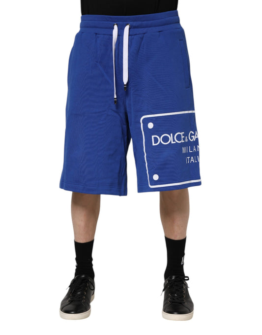 Dolce & Gabbana Blue Logo Cotton Bermuda Sweatshorts Shorts Dolce & Gabbana