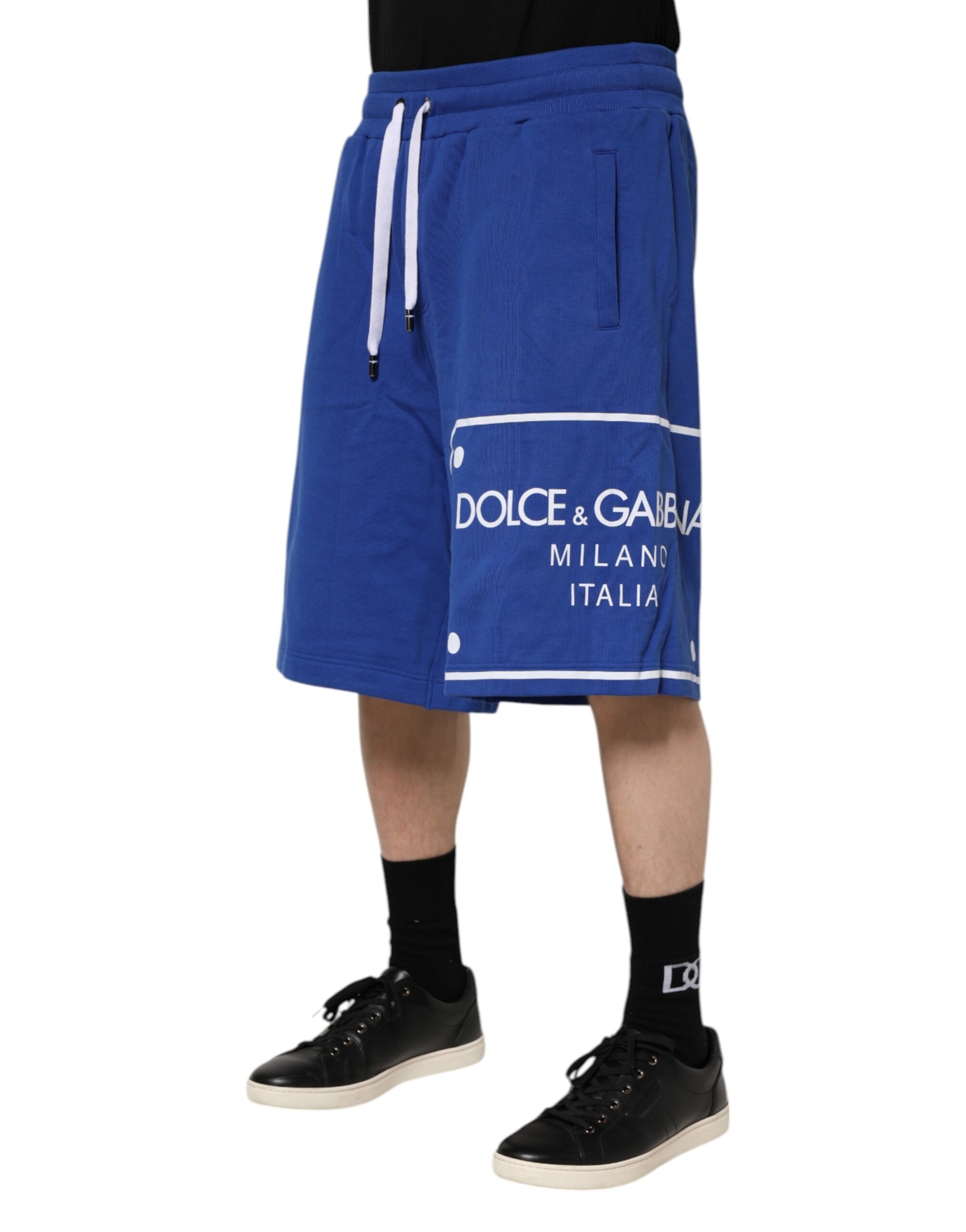 Dolce & Gabbana Blue Logo Cotton Bermuda Sweatshorts Shorts Dolce & Gabbana