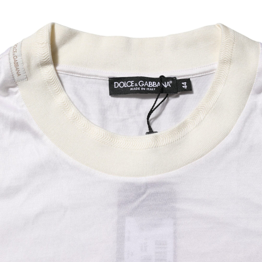 Dolce & Gabbana White Silk Crew Neck Long Sleeves T-shirt