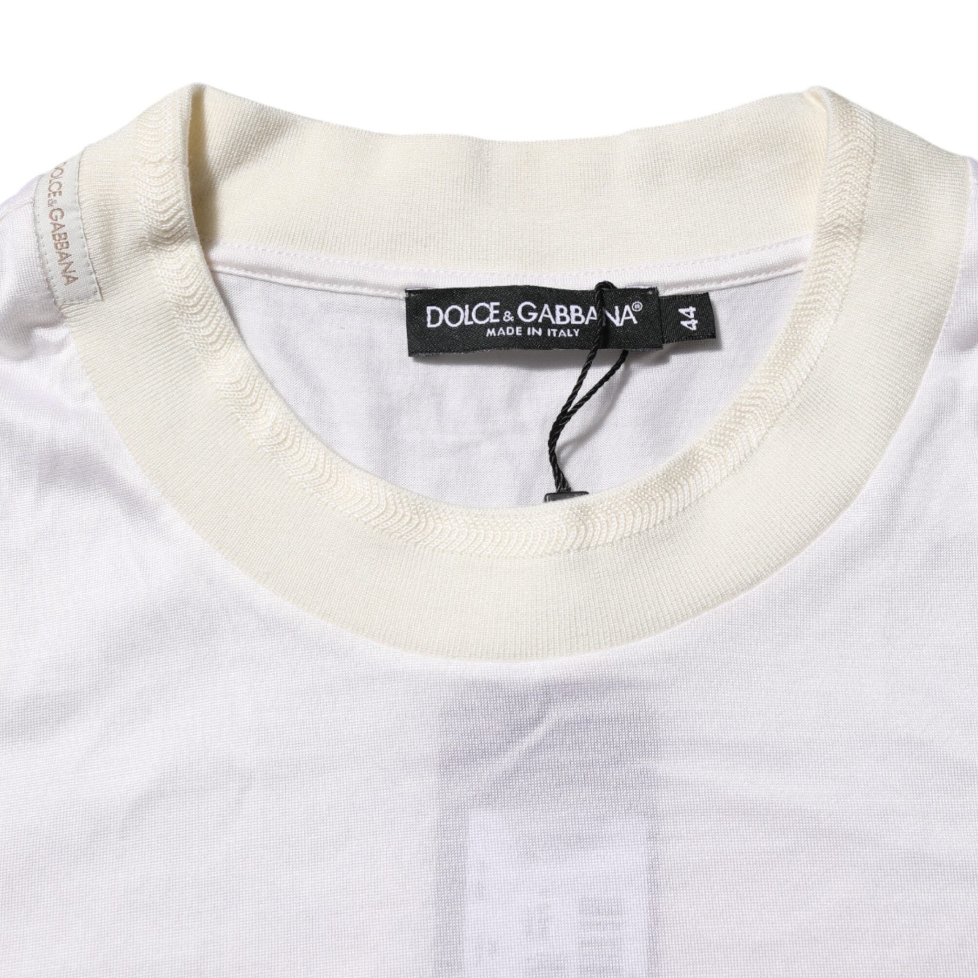 Dolce & Gabbana White Silk Crew Neck Long Sleeves T-shirt