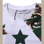 Dolce & Gabbana White Camouflage Cotton Men Crew Neck T-shirt