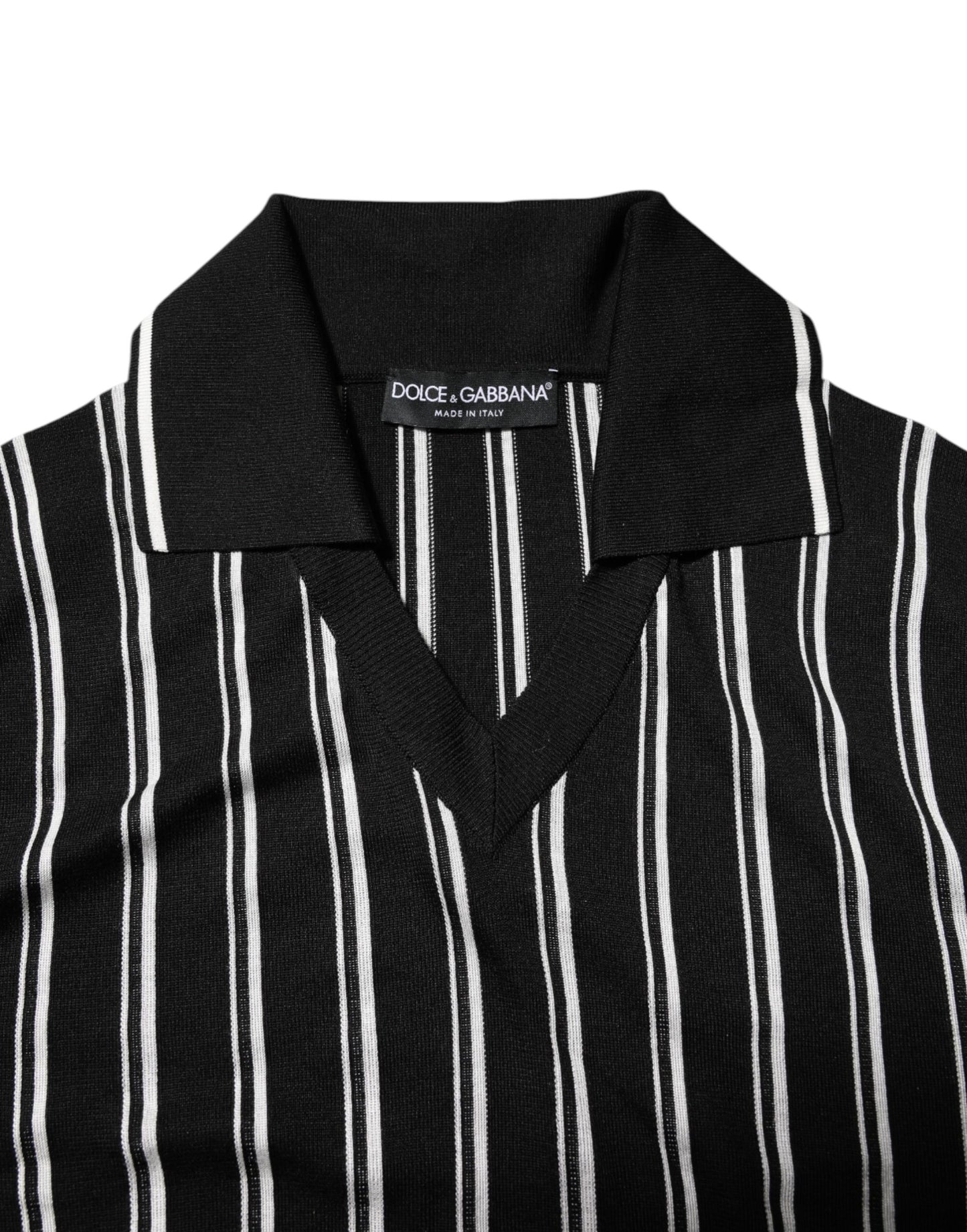 Dolce & Gabbana Black White Stripes Collared Polo T-shirt Dolce & Gabbana