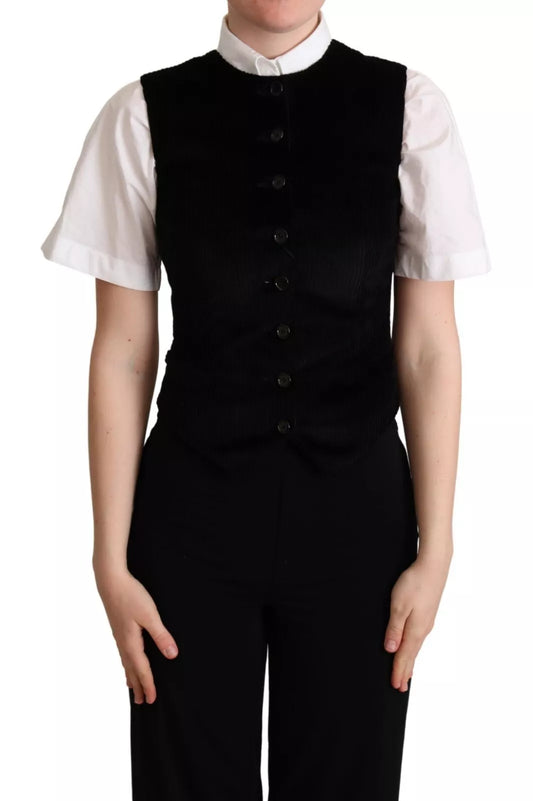 Dolce & Gabbana Black Brown Leopard Print Waistcoat Vest Dolce & Gabbana