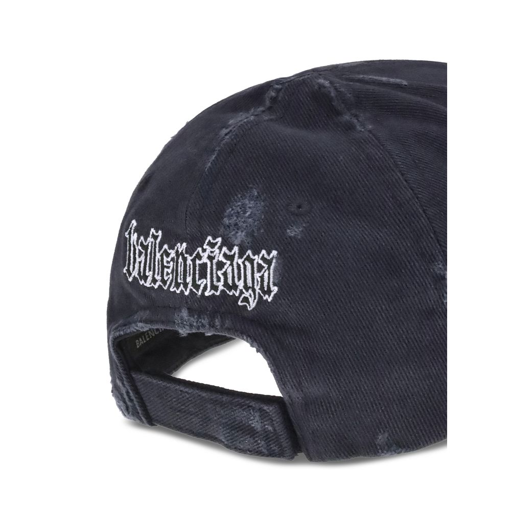 Balenciaga Black Cotton Cap Baseball Hat