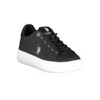 U.S. POLO ASSN. Nero fabric women's sneaker with white sole and minimal design, ideal for casual wear.