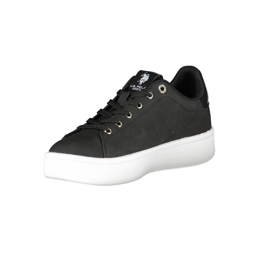 U.S. POLO ASSN. Nero fabric women's sneaker with white sole and laces, stylish casual footwear for everyday wear.
