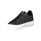 U.S. POLO ASSN. Nero fabric women's sneaker with white sole and laces, stylish casual footwear for everyday wear.