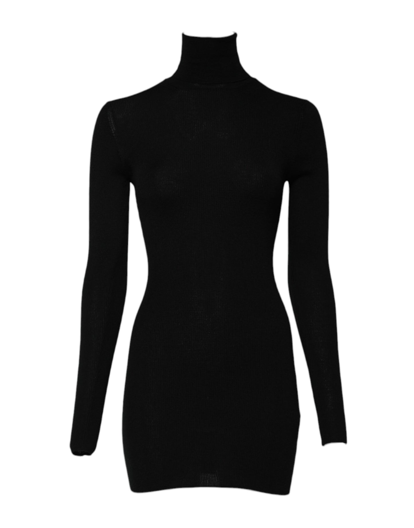 Dolce & Gabbana Black Long Sleeves Turtle Neck Mini Dress Dolce & Gabbana