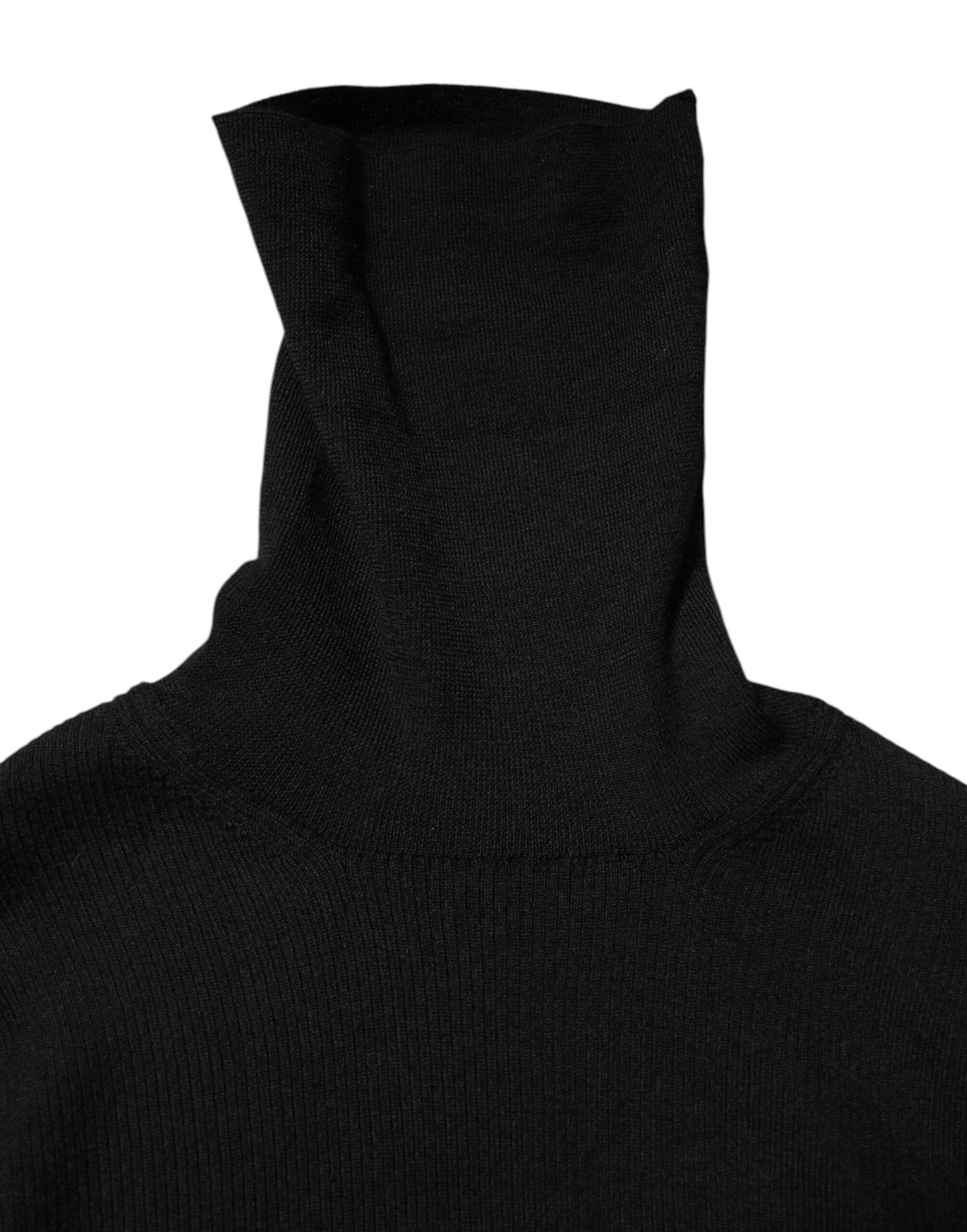 Dolce & Gabbana Black Long Sleeves Turtle Neck Mini Dress Dolce & Gabbana