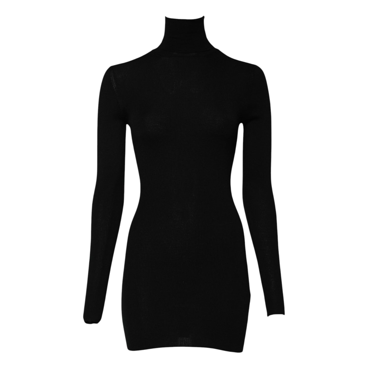 Dolce & Gabbana Black Long Sleeves Turtle Neck Mini Dress Dolce & Gabbana
