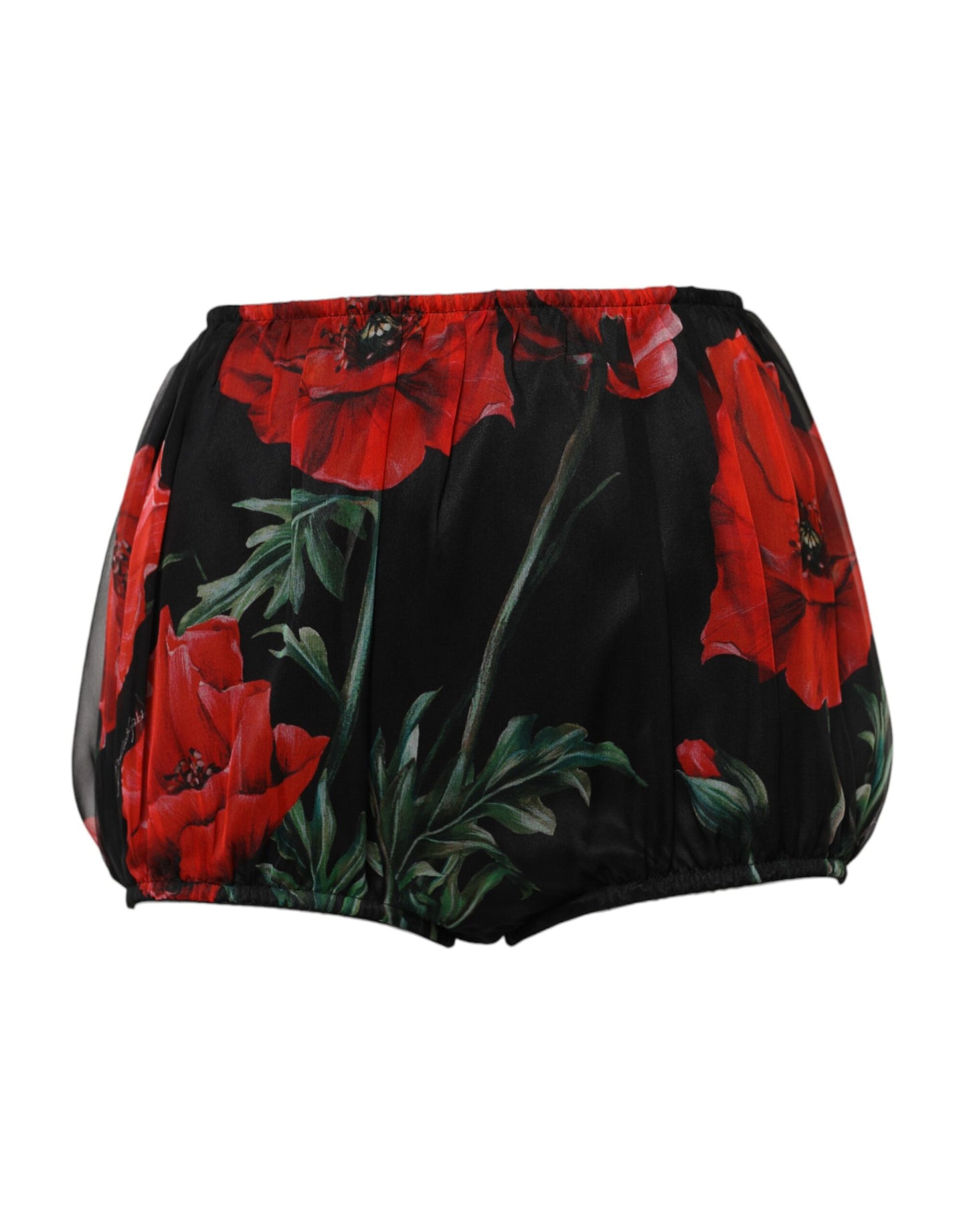 Dolce & Gabbana Black Floral High Waist Women Hot Pants Shorts Dolce & Gabbana