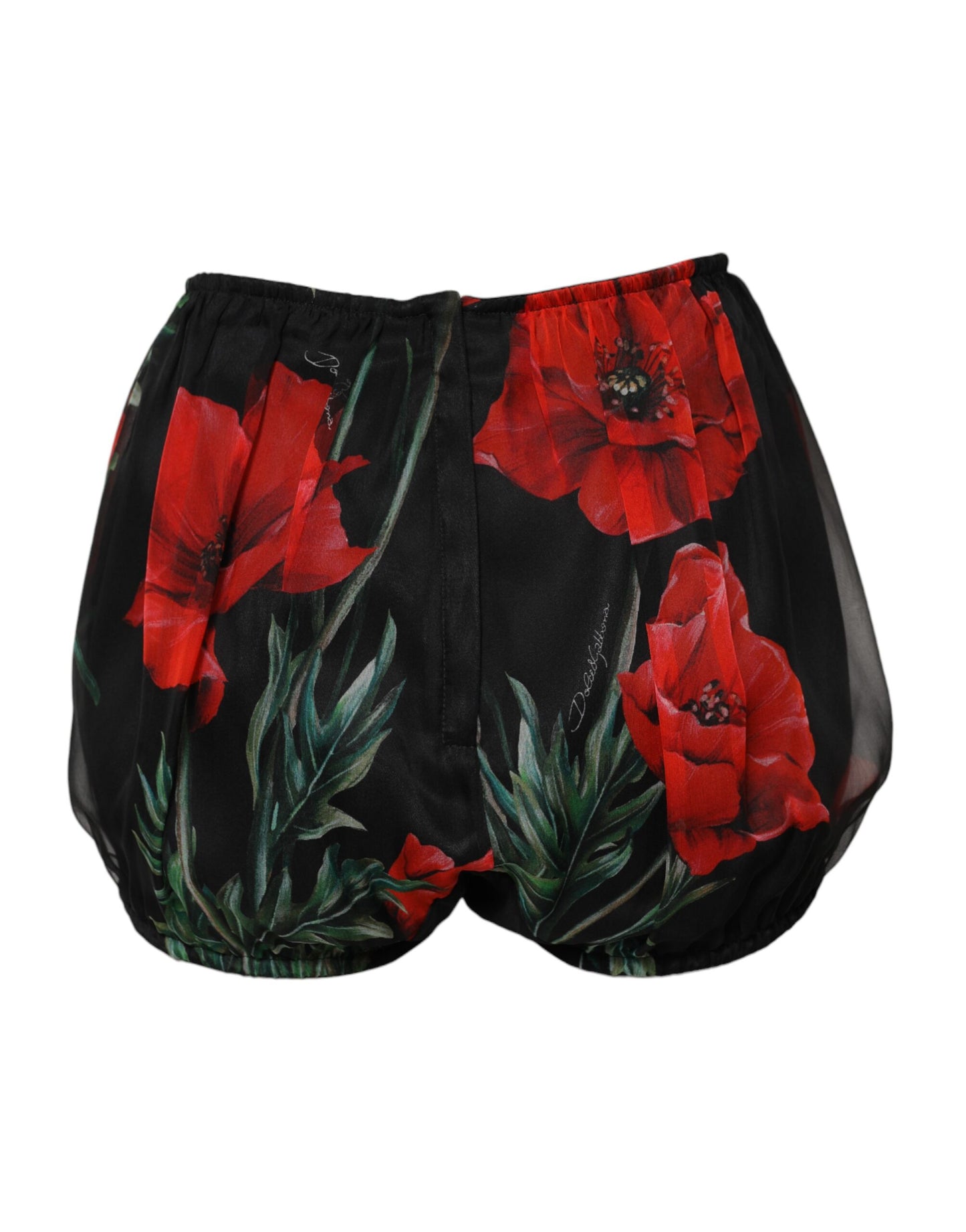 Dolce & Gabbana Black Floral High Waist Women Hot Pants Shorts Dolce & Gabbana